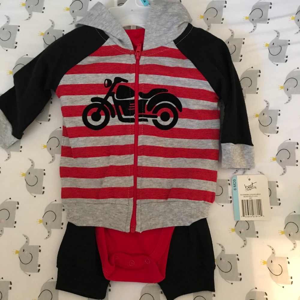 Best Beginnings boys hoodie, onesie, pants set!